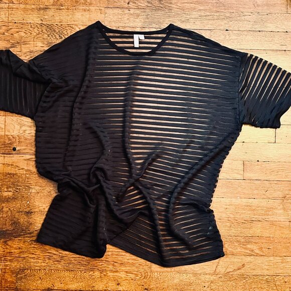 ASOS Curve Sheer Ribbed Tee in Midnight Size 16/20 UK - Picture 3 of 9